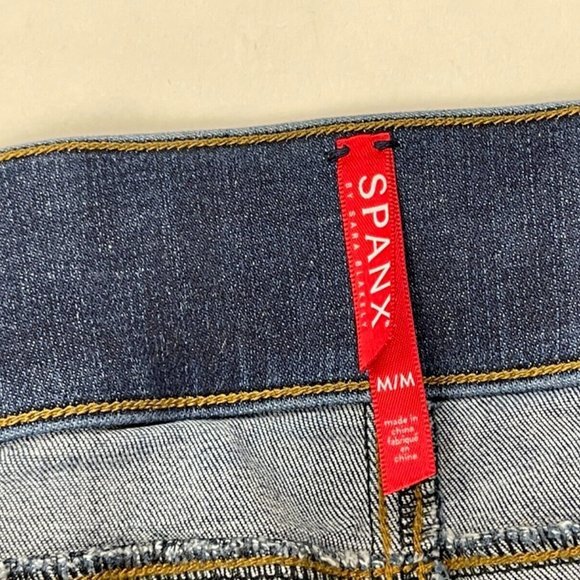 Spanx Distressed Ankle Skinny Jeans Women M Tummy Panel Stretch Denim 20203R - Picture 10 of 16